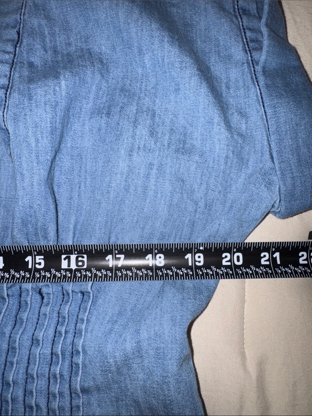 Anthropologie Pilcro Short Sleeve Pleated Denim Corset Blouse size XL. - Picture 7 of 12